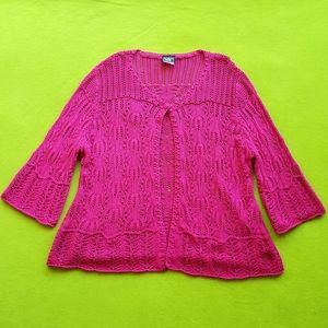 Knit Crochet Cardigan with Bell Sleeves